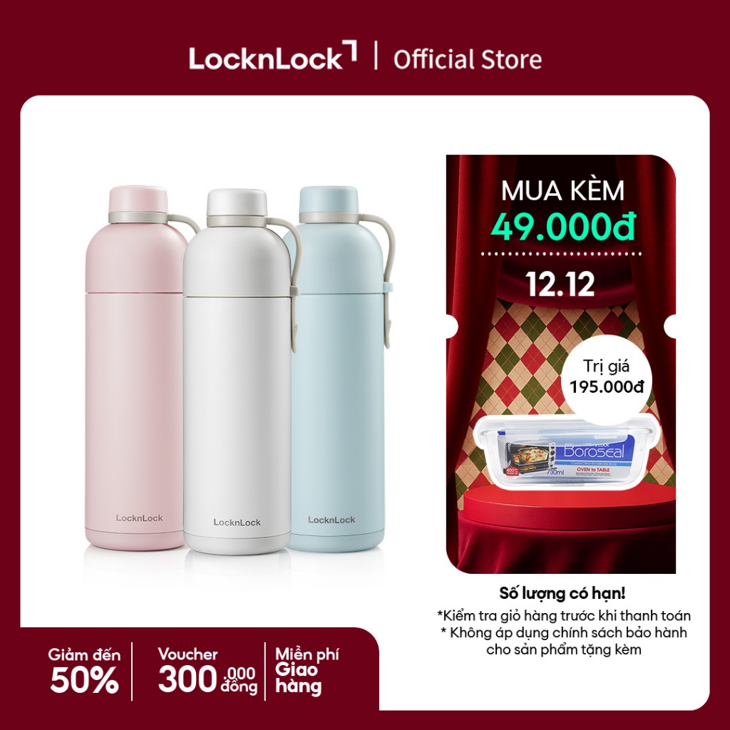 Bình giữ nhiệt có quai xách Lock&Lock Belt Bottle 490ml - LHC4267 (3 màu)