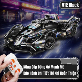[Hàng Chuẩn] Size 36cm-1:14 Lắp ráp Mô Hình Xe đua ÔTô V12 Black Siêu Xe Xếp Hình Mô Hình Lắp Ráp, Ô Tô Lắp Ghép Technic