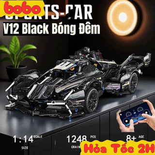 [Hàng Chuẩn] Size 36cm-1:14 Lắp ráp Mô Hình Xe đua ÔTô V12 Black Siêu Xe Xếp Hình Mô Hình Lắp Ráp, Ô Tô Lắp Ghép Technic