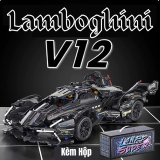[Hàng Chuẩn] Size 36cm-1:14 Lắp ráp Mô Hình Xe đua ÔTô V12 Black Siêu Xe Xếp Hình Mô Hình Lắp Ráp, Ô Tô Lắp Ghép Technic