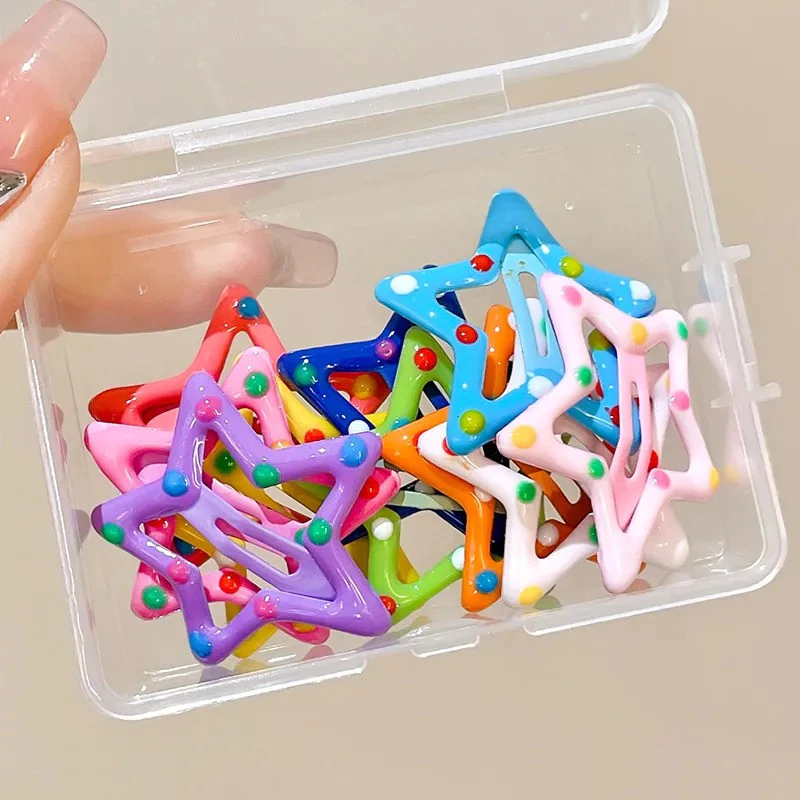Túi 10,20,30,50 Kẹp Tóc Mái Hình Ngôi Sao Chấm Bi Nhiều Màu Xinh Xắn Dễ Thương Phụ Kiện Tóc Empoli
