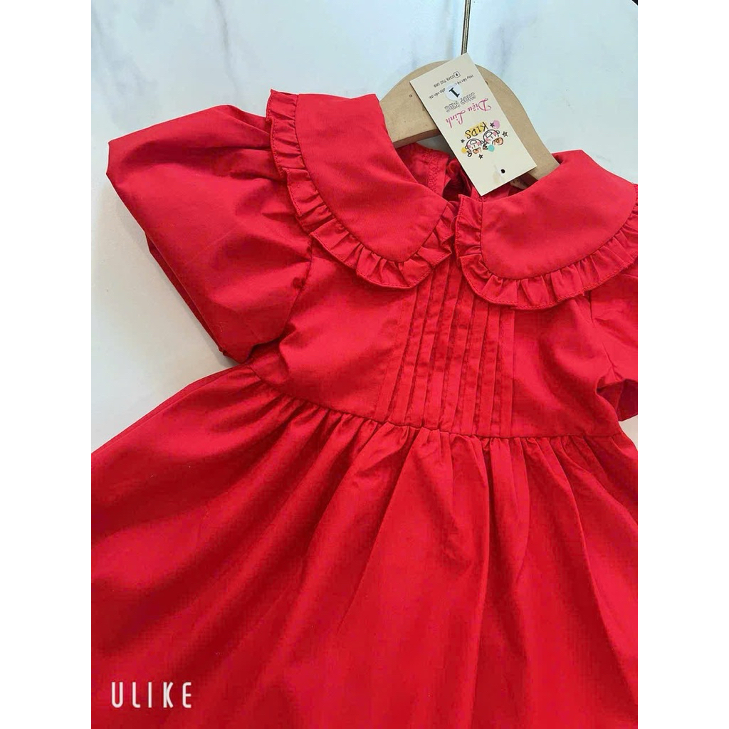 váy đầm đỏ chất liệu thô nến mềm mát dáng xoè babydoll size 8-36kg- váy thiết kế cho bé Diệu linh shop kids dl 73