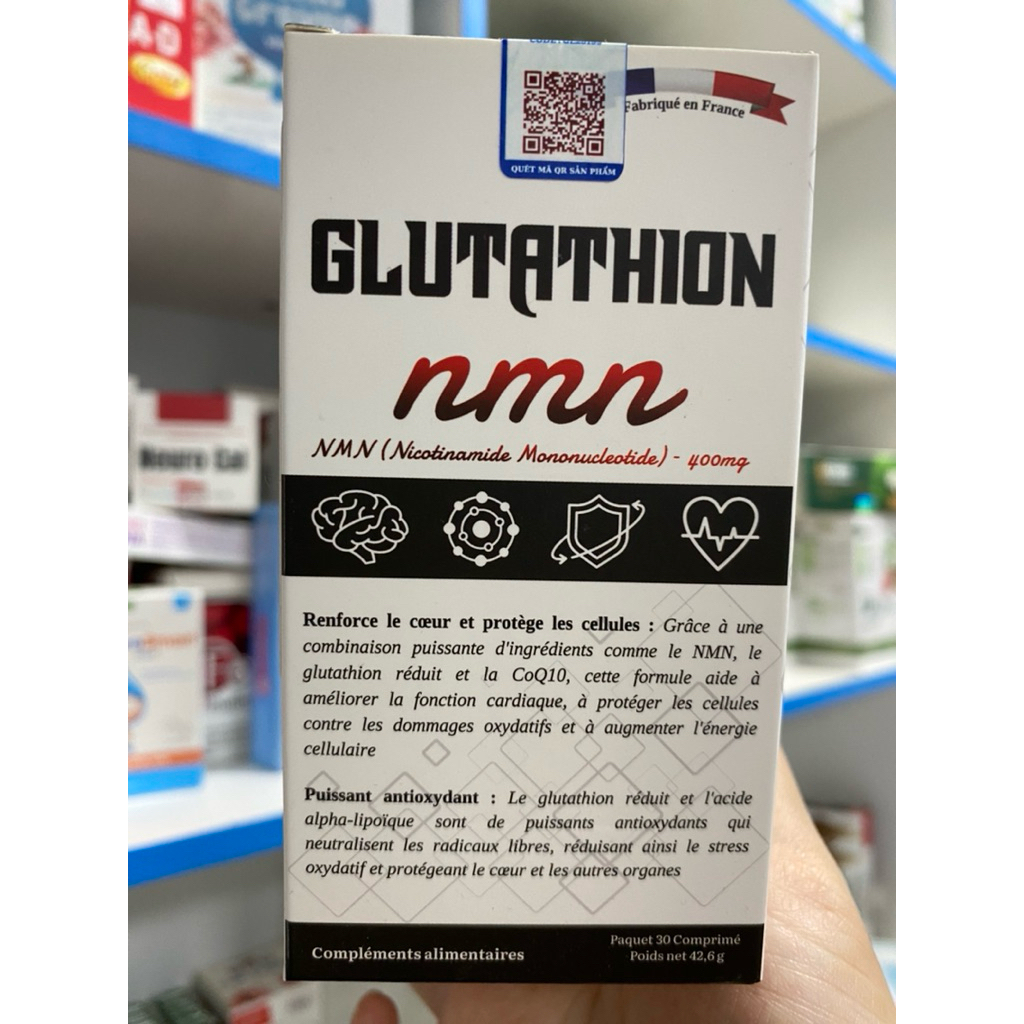 Glutathion NMN làm sáng da,mờ thâm, giải độc gan Nhập Khẩu Pháp hộp 30 viên 