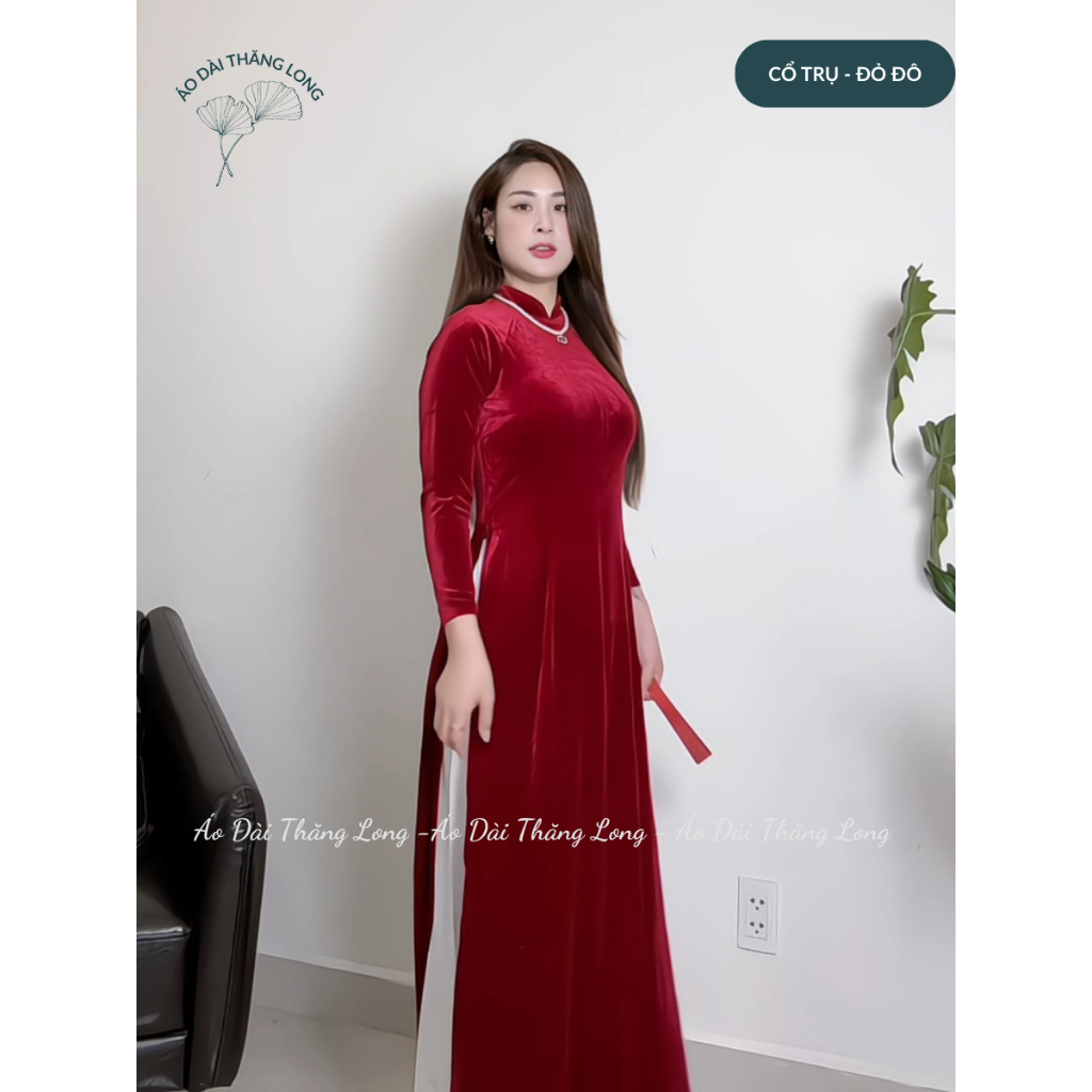 [SẴN HÀNG - HỎA TỐC] Áo dài truyền thống 2 tà dáng suông nhung tuyết nhẹ nhàng, thướt tha - Áo Dài Thăng Long