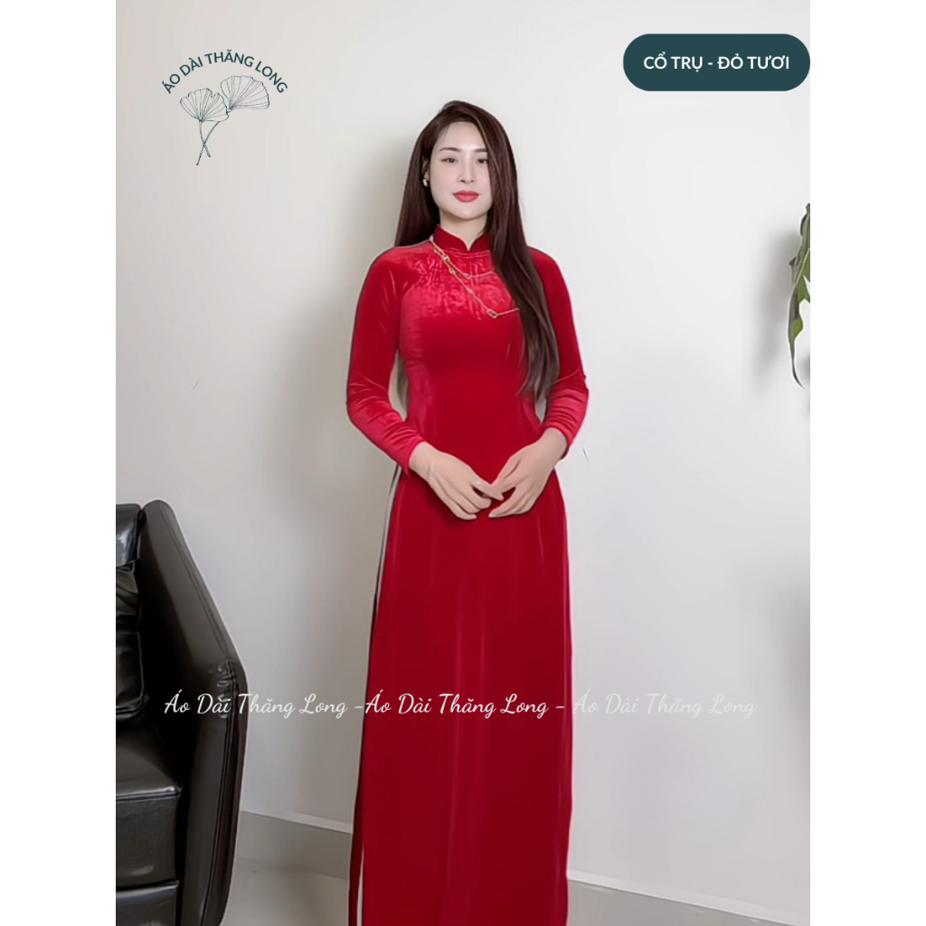 [SẴN HÀNG - HỎA TỐC] Áo dài truyền thống 2 tà dáng suông nhung tuyết nhẹ nhàng, thướt tha - Áo Dài Thăng Long