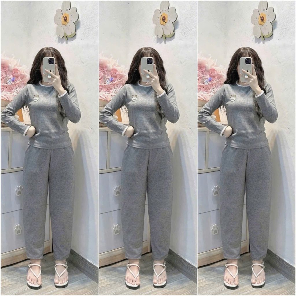 2026. [BỘ TAG LOVE] Sét chất len lông thỏ mềm, dày áo dài tay+ quần baggy. Đủ size SMLXL 40kg- 70kg