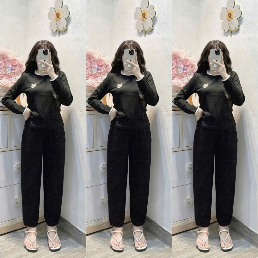 2026. [BỘ TAG LOVE] Sét chất len lông thỏ mềm, dày áo dài tay+ quần baggy. Đủ size SMLXL 40kg- 70kg