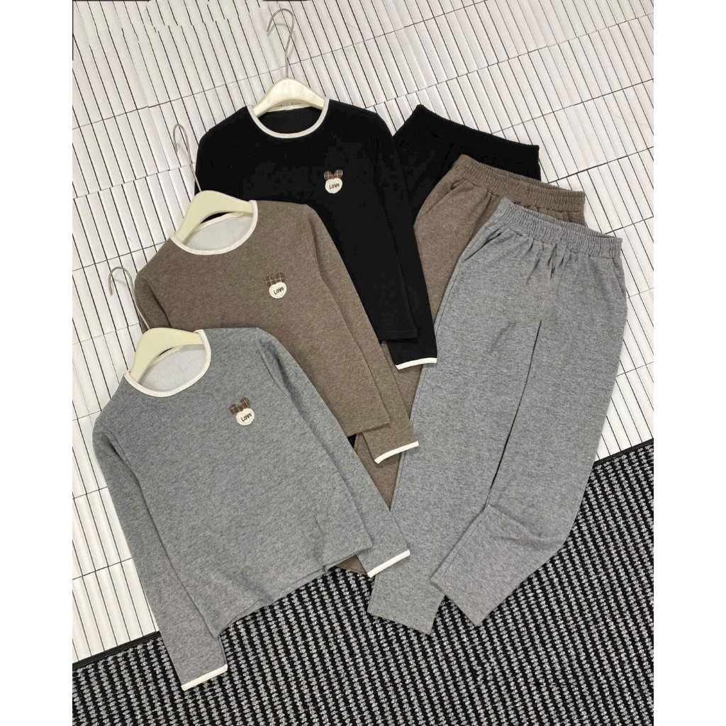 2026. [BỘ TAG LOVE] Sét chất len lông thỏ mềm, dày áo dài tay+ quần baggy. Đủ size SMLXL 40kg- 70kg
