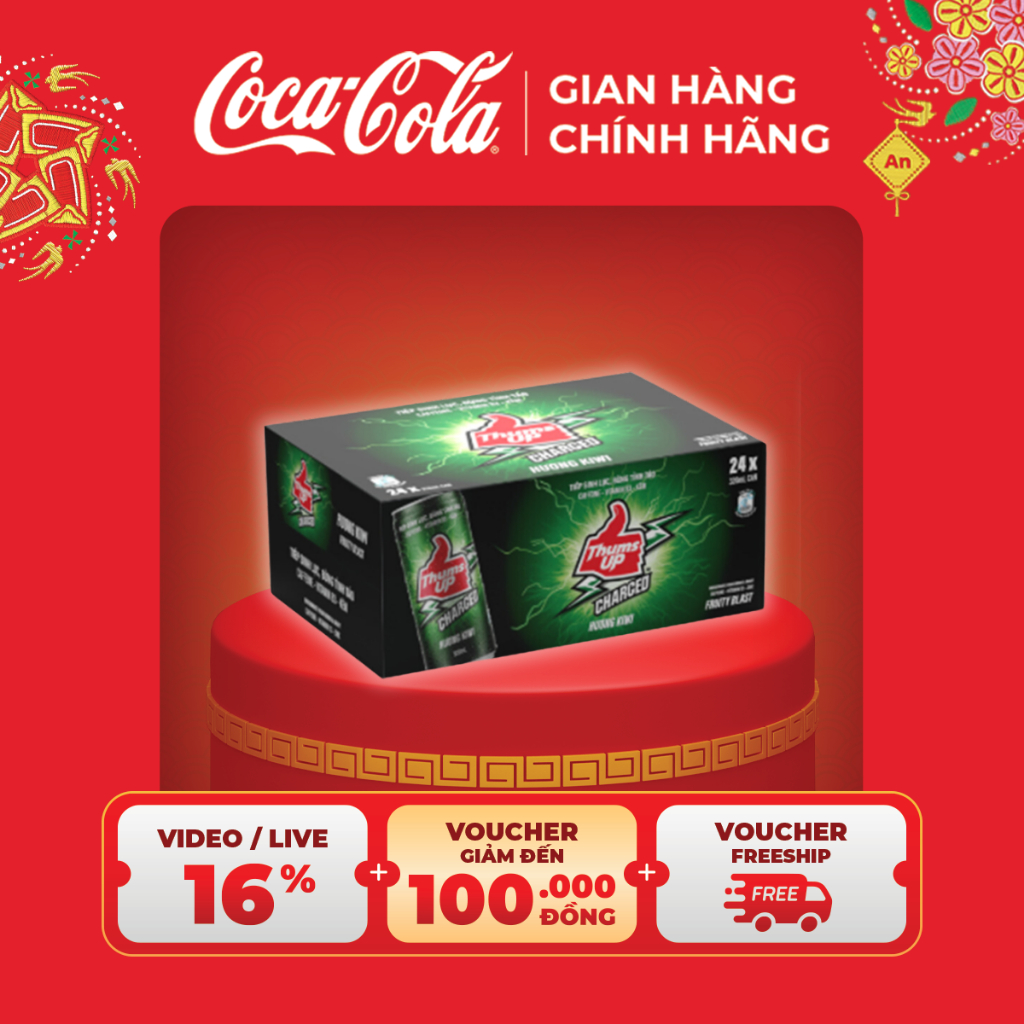 Lốc/Thùng 24 Lon Nước Tăng Lực Giải Khát Thums Up Hương Kiwi 320ml/Lon ...