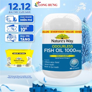 Viên uống Nature's Way Odourless Fish Oil 1000mg hỗ trợ tim mạch trí não (80 viên/200 viên)
