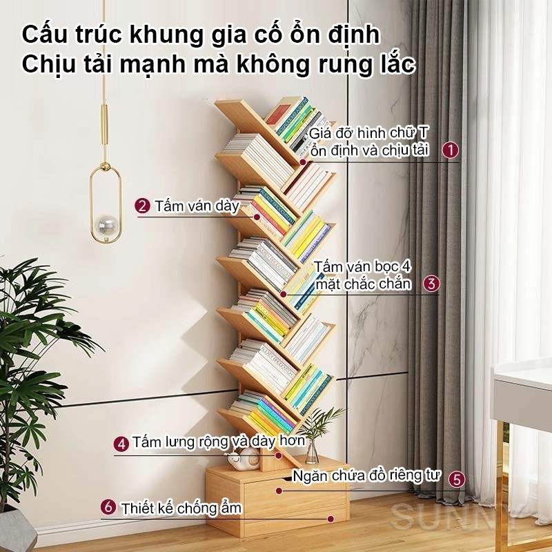 SUNNY Kệ sách có ngăn kéo kệ để sách lưu trữ để bàn thiết kế đơn giản kệ sách đa năng phòng làm việc