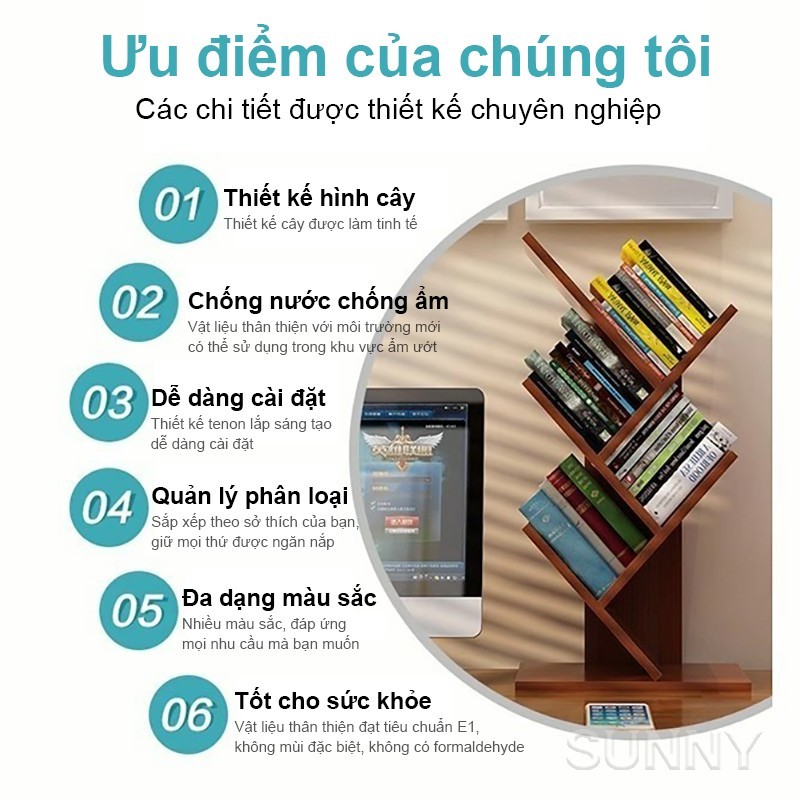 SUNNY Kệ sách có ngăn kéo kệ để sách lưu trữ để bàn thiết kế đơn giản kệ sách đa năng phòng làm việc