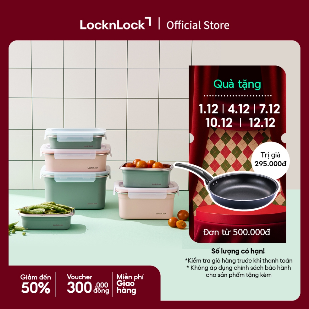 Hộp đựng thực phẩm bằng thép không gỉ LocknLock Color Coated STS Container nhiều dung tích