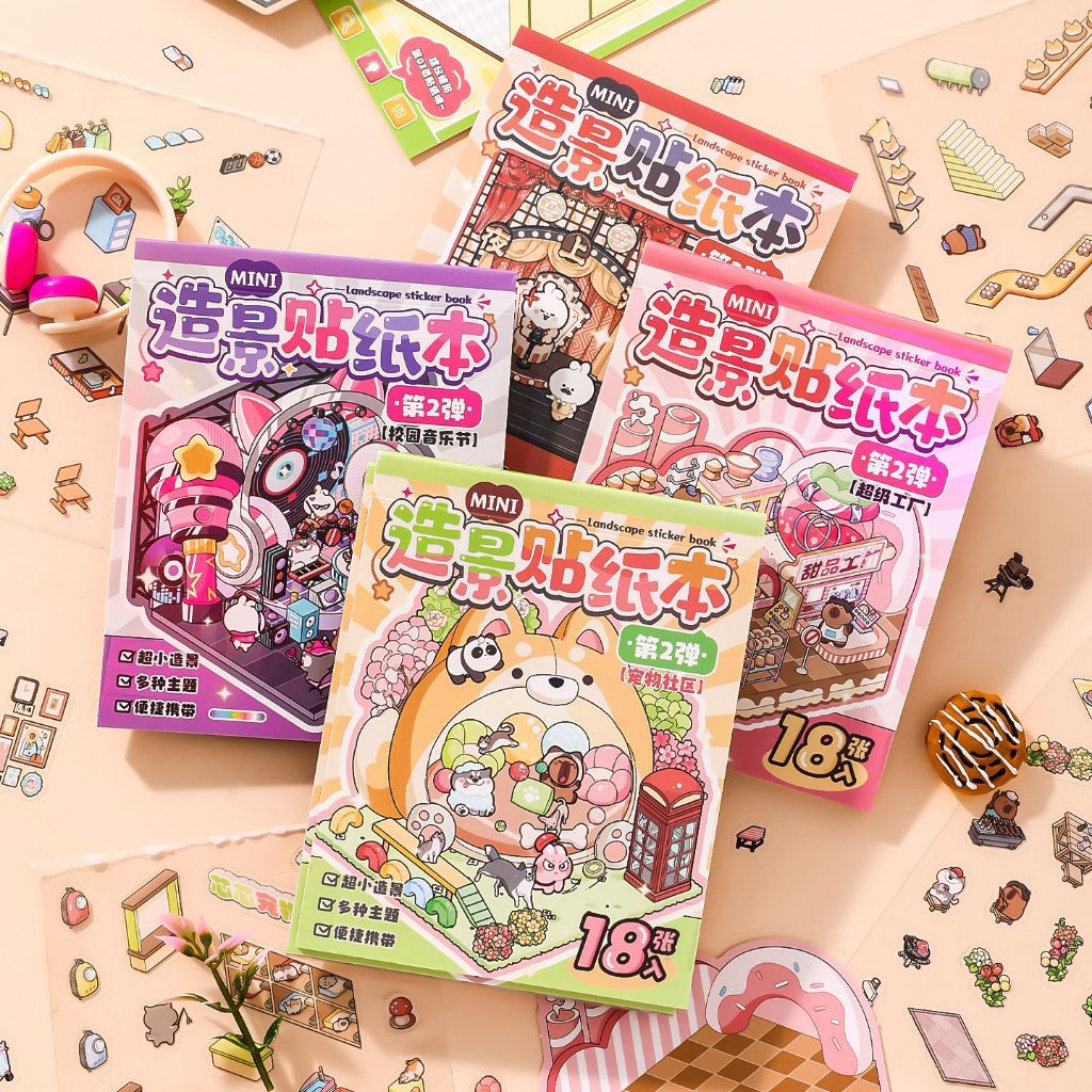 Sổ 8 cảnh mini sticker 3D Simno cute | Shopee Việt Nam