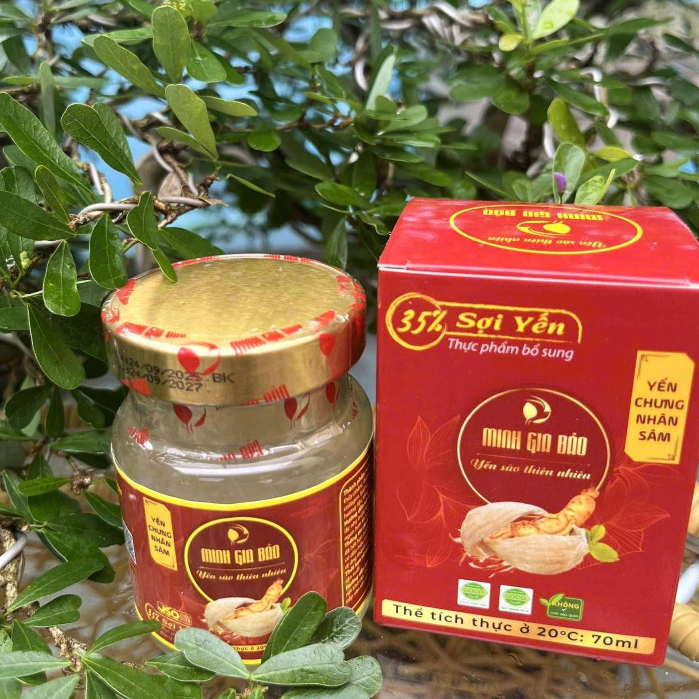 Yến chưng Nhân Sâm - Yến sào cao cấp Minh Gia Bảo -  Yến sào (35%), đường phèn (10%) - 70ml