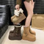 -Giày boot da lộn lót lông nữ – 2 màu nâu/trắng – Độn đế 5–7cm – Size 35–45