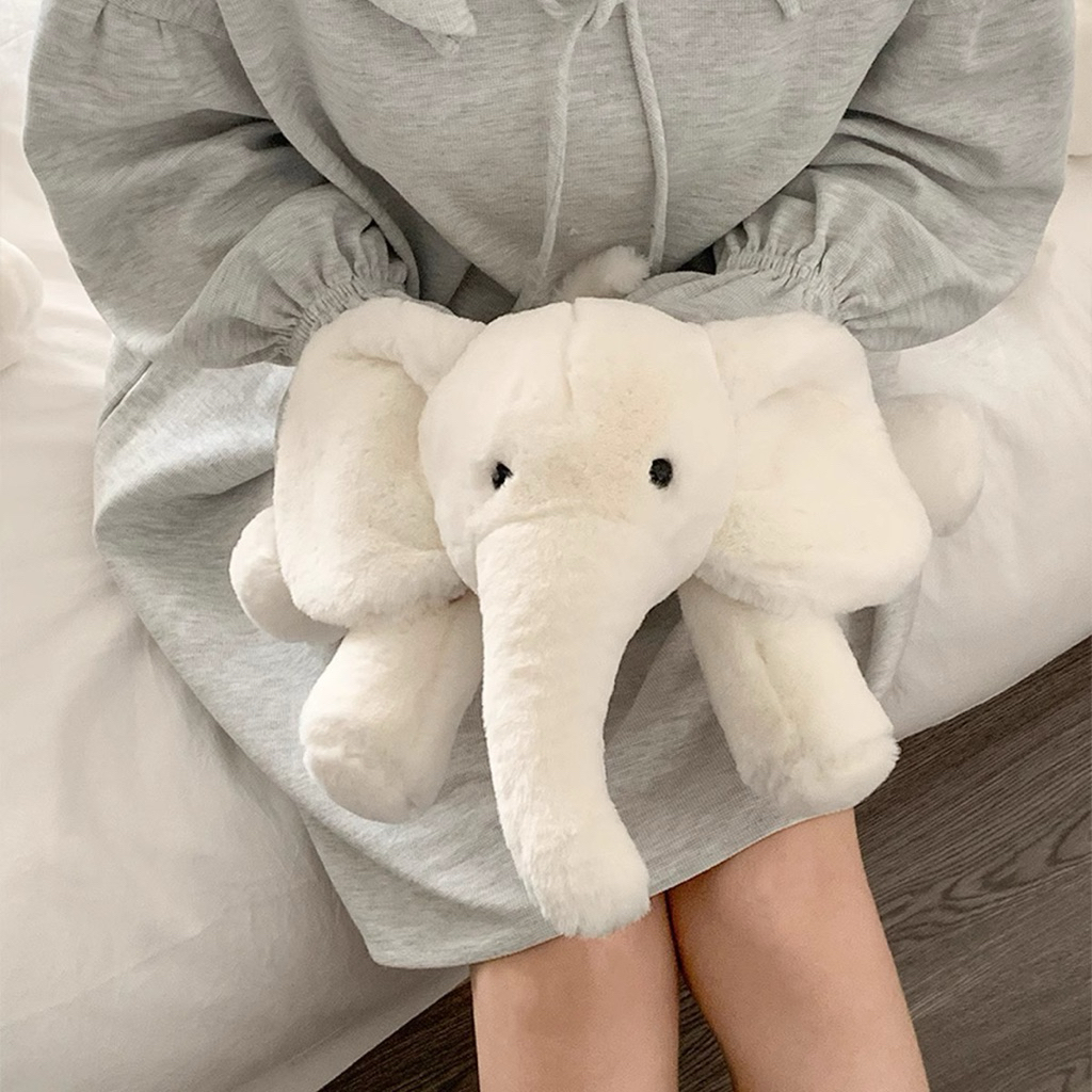 Gấu Thú Bông Voi Nâu Trắng Sleepy Nâu Trắng Nằm Lười Lông Ngắn Quà Tặng Độc Đáo Lông Xù Siêu Mềm Mịn Siêu Dễ Thương