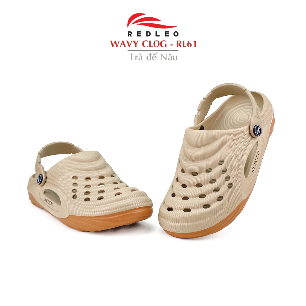 Dép Sục REDLEO Wavy Đúc Nguyên Khối Unisex Siêu Nhẹ Phối Màu Thời Trang Đế Rãnh Sâu Chống Trượt RL61