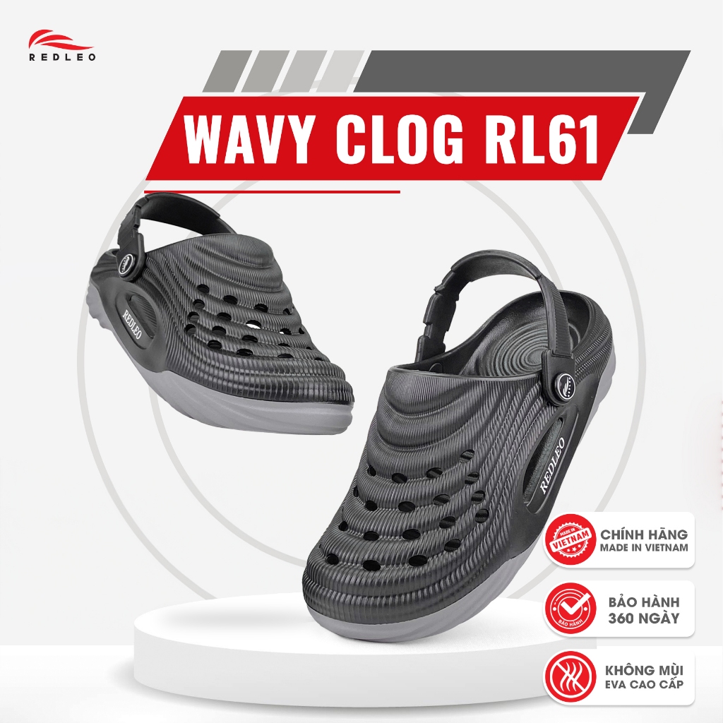 Dép Sục REDLEO Wavy Đúc Nguyên Khối Unisex Siêu Nhẹ Phối Màu Thời Trang Đế Rãnh Sâu Chống Trượt RL61