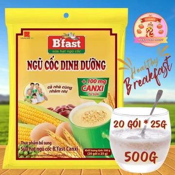 COMBO 2 GÓI Ngũ Cốc Dinh Dưỡng B’fast Canxi 500g (20 Gói x 25g) – Sữa Hạt Ngũ Cốc Giàu Canxi Tăng Cường Sức Khỏe