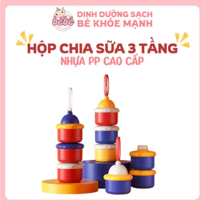 Hộp chia sữa, hộp trữ sữa, hộp đựng sữa bột 3 ngăn cho bé bằng nhựa PP cao cấp, tách biệt các ngăn.
