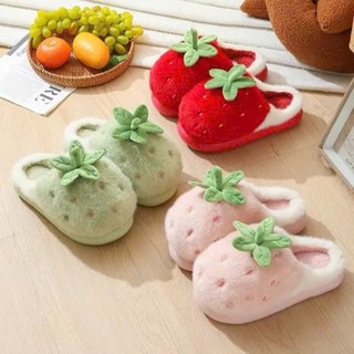 Dép Nữ Cotton Dâu Dễ Thương Mùa Đông Ấm Áp, Đế Dày Chống Trơn Trượt, Sang Trọng Cho Trong Nhà & Ngoài Trời