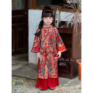 [Hoả tốc] 💯Tết💯Set áo dài cho bé gái. áo dài gấm nhung Mẹ và Bé. Gấm nhung in hoa 3D cao cấp. Áo dài Tết cao cấp 10-65kg