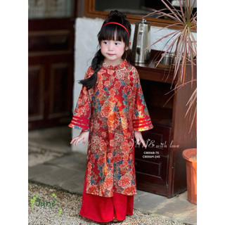 [Hoả tốc] 💯Tết💯Set áo dài cho bé gái. áo dài gấm nhung Mẹ và Bé. Gấm nhung in hoa 3D cao cấp. Áo dài Tết cao cấp 10-65kg