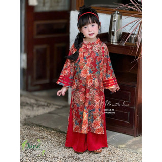 [Hoả tốc] 💯Tết💯Set áo dài cho bé gái. áo dài gấm nhung Mẹ và Bé. Gấm nhung in hoa 3D cao cấp. Áo dài Tết cao cấp 10-65kg