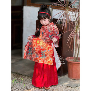 [Hoả tốc] 💯Tết💯Set áo dài cho bé gái. áo dài gấm nhung Mẹ và Bé. Gấm nhung in hoa 3D cao cấp. Áo dài Tết cao cấp 10-65kg