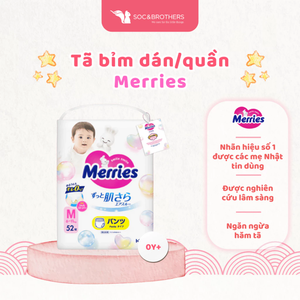 Tã bỉm dán/quần Merries đủ size từ Newborn đến 28kg