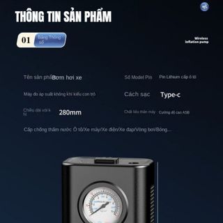 Homee.cok Máy Bơm Hơi Mini Cầm Tay Có Đồng Hồ Cho Xe Máy Ô Tô Xe Đạp - Bơm Lốp Nhanh Tiện Dụng