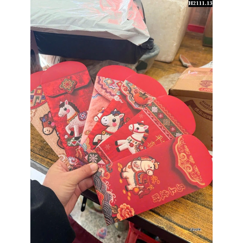 COMBO 60 BAO LÌ XÌ 3D THÊU NGỰA TẾT 2026
