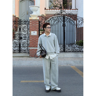 Áo Sweater Cúc Cổ Ccropstudio Vải Nỉ 2 Da Form Boxy Unisex Nam Nữ Áo Thu Đông Dài Tay