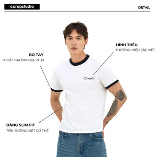 Áo Phông Clean Fit Form Crop Ôm Body Tôn Chiều Cao Áo Thun 250GSM được xử lý co rút - CCROPSTUDIO