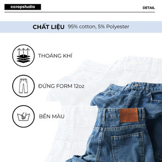 Quần Jeans Baggy Nam Nữ Form Rộng Wash Light Blue - Cạp Cao Tôn Chiều Cao - CCROPSTUDIO
