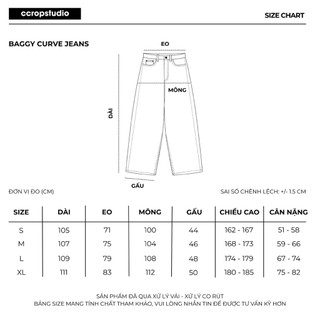 Quần Jeans Baggy Nam Nữ Form Rộng Wash Light Blue - Cạp Cao Tôn Chiều Cao - CCROPSTUDIO