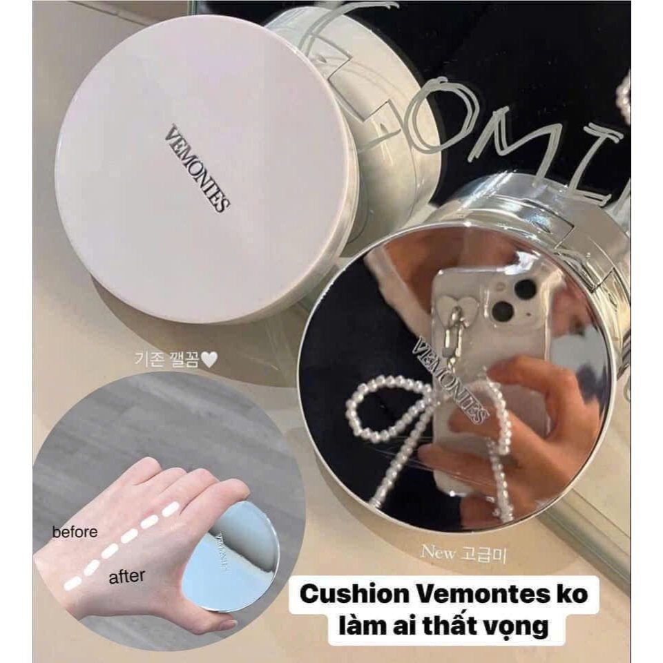 [HÀNG CÔNG TY] Cushion VEMONTES GLOW POT SPF50+ PA+++  lên tone nhẹ nhàng, khả năng kiềm dầu tốt