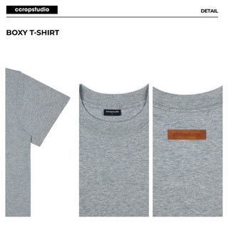 Áo Phông Basic Boxy Trơn Logo Da Cotton 260GSM Premium Áo Phông Nam Nữ được xử lý co rút - CCROPSTUDIO