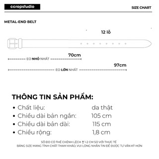 Thắt lưng bản nhỏ đuôi kim loại da thật dây nịt phối đồ phong cách hiện đại clean vibe - CCROPSTUDIO