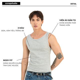 Áo Tanktop Ba Lỗ Nam Thun Gân Ôm Body Tôn Dáng - Bo Bản To Thời Trang - CCROPSTUDIO