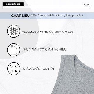 Áo Tanktop Ba Lỗ Nam Thun Gân Ôm Body Tôn Dáng - Bo Bản To Thời Trang - CCROPSTUDIO