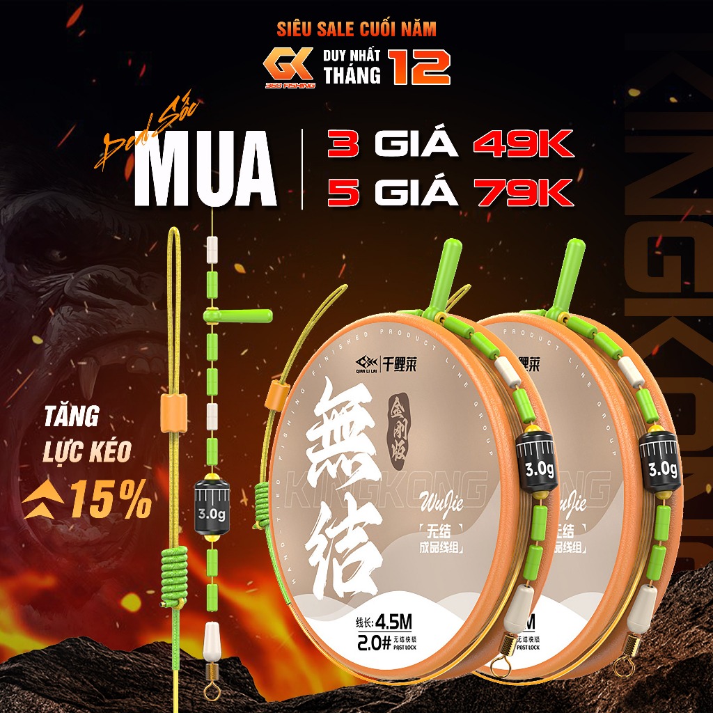 Trục Câu Đài KingKong Dây Câu Cá Buộc Sẵn QuanLiLai Bản Nâng Cấp Gia Cố ...