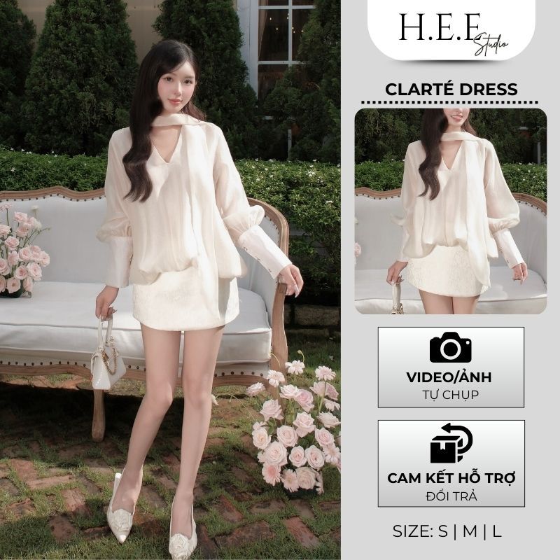 H.E.E - Đầm tay dài voan mịn Clarté Dress phối liền váy tafta thiết kế sang chảnh, tôn dáng