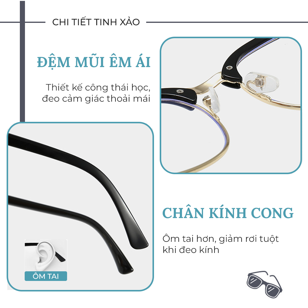 Gọng kính cận nữ nam thời trang Hottrend 2022 gọng kim loại mảnh siêu bền chắc phong cách Hàn Quốc phối đồ đẹp 100