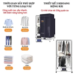 Tủ sấy quần áo, Máy sấy quần áo GẤP GỌN đa năng 1500W SẤY KHÔ NHANH, KHỬ MÙI DIỆT KHUẨN ION ĐIỀU KHIỂN TỪ XA tiện lợi — ảnh 4