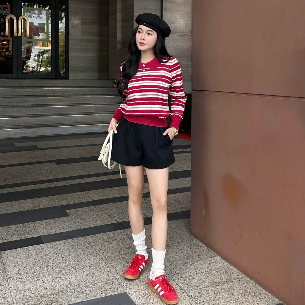 Áo Len Tay Dài Mirage Sọc Ngang Đỏ Sang Trọng Local Brand Chất Len Mềm Mịn.