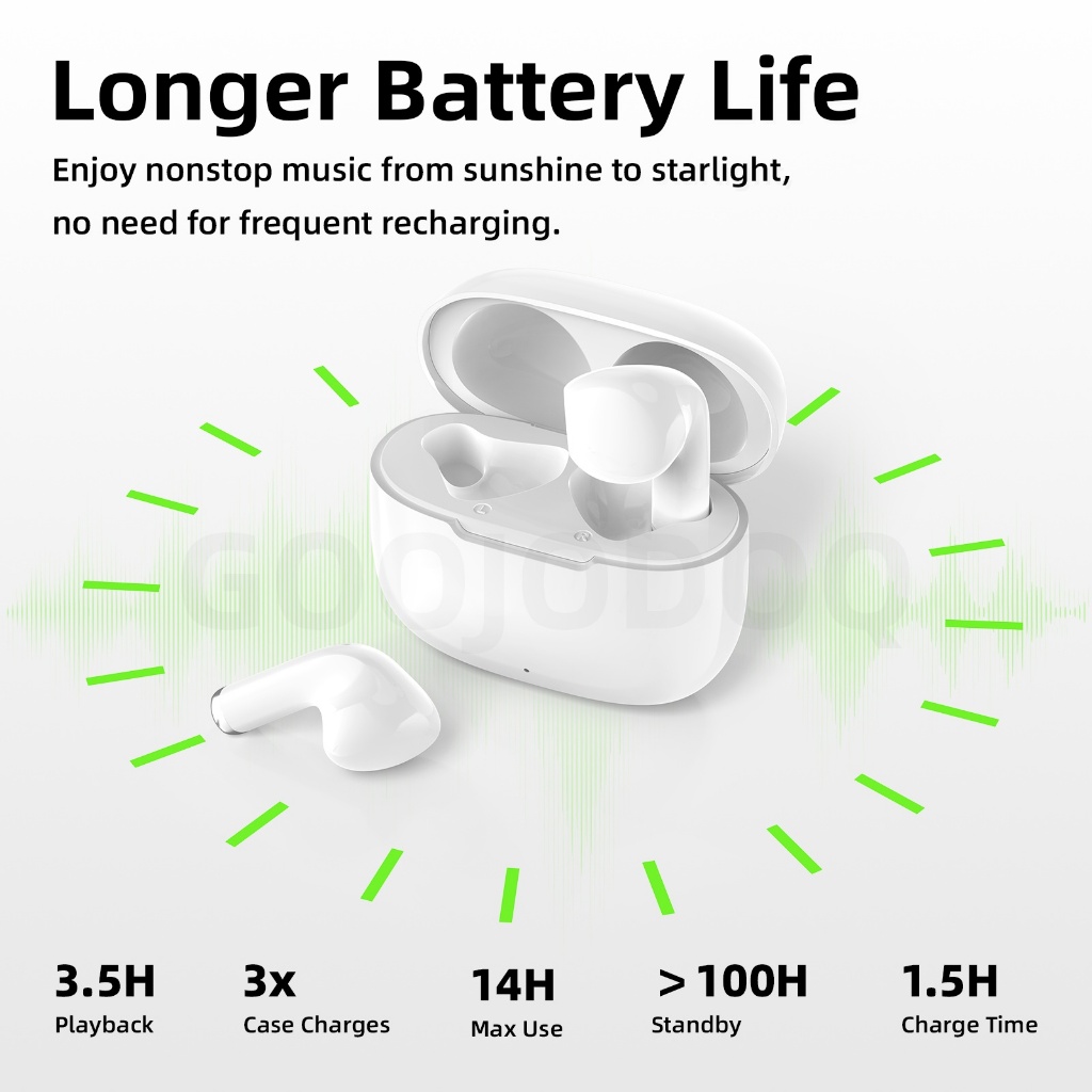 Tai nghe không dây Bluetooth 5.3 Goojodoq có tính năng điều khiển cảm ứng, âm trầm và thời lượng pin cực dài Kênh đôi