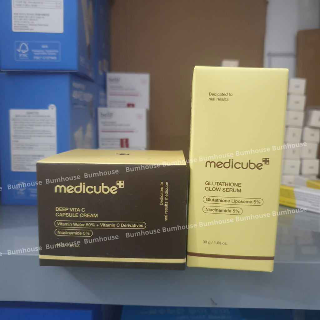 COMBO Serum và Kem Dưỡng Sáng Da Medicube Glutathione Glow Serum 30g + Deep Vita C Capsule Cream 55g