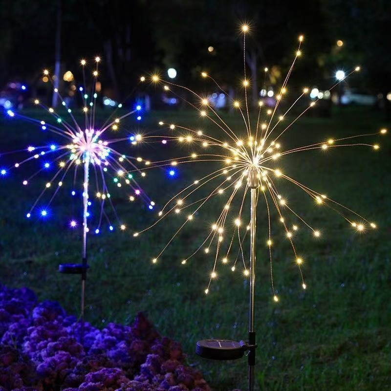 Đèn pháo hoa năng lượng mặt trời Vườn Lawn Đèn trang trí không thấm nước Địa điểm cắm bồ công anh Bầu không khí Đèn sân